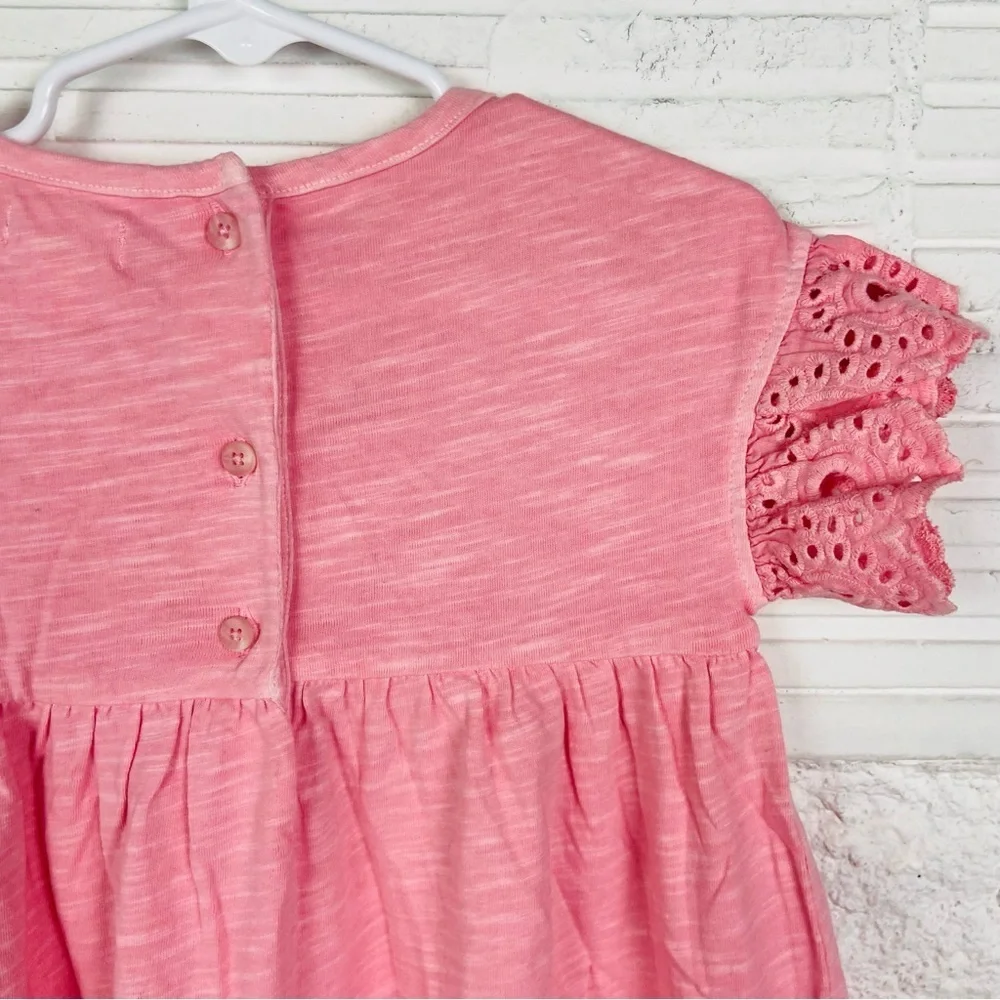 Gymboree Pink Eyelet Sleeve cotton Dress size 18-24 months